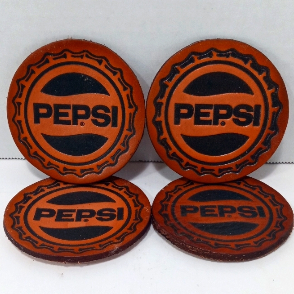 LEATHER PEPSI COASTERS
